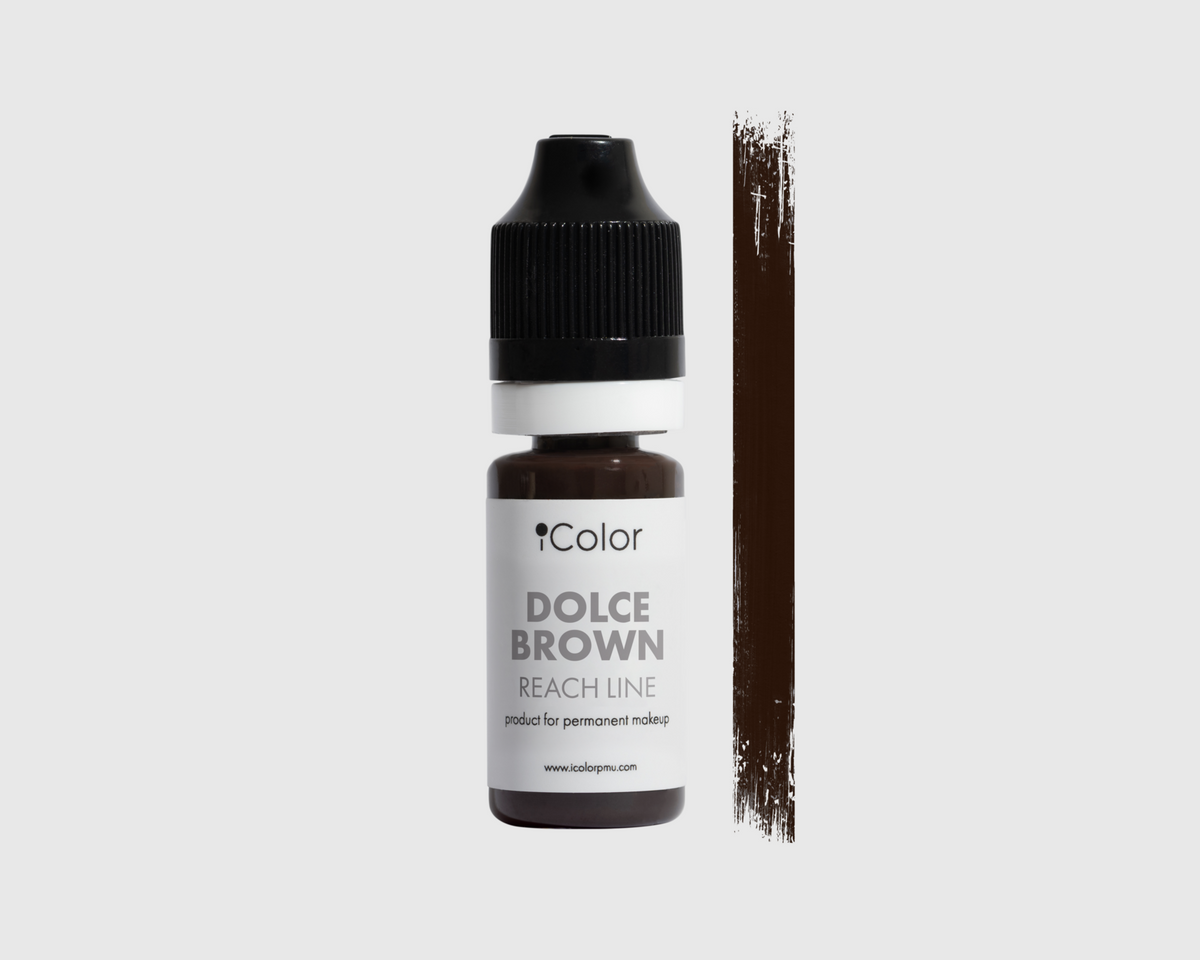 Dolce Brown 10 ml steklenička – iColor toplo organsko rjav pigment za obrvi