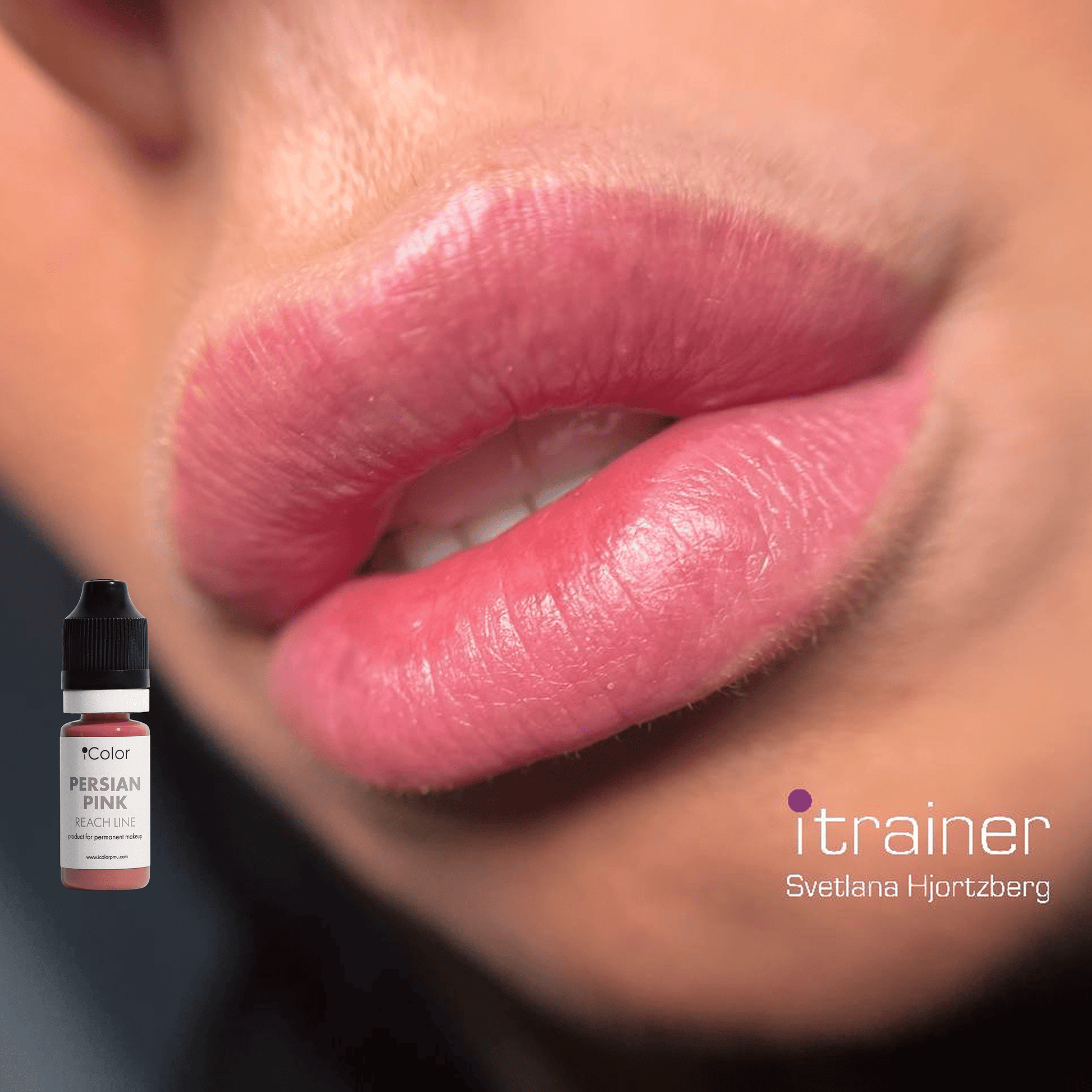 Healed result of Persian Pink lip pigment – delicate pink finish on lips