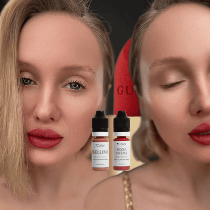 Healed result of Bellini lip pigment – soft velvety nude on lips